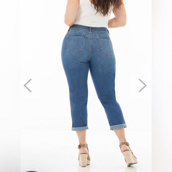 Measure & Made Dark Rinse Wash Rolled Crop Jean Hourglass Fit Mid Rise Size0 NWT - Picture 6 of 9